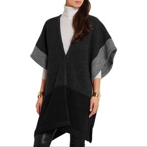 Madewell Knitted Poncho Black and Gray One Size